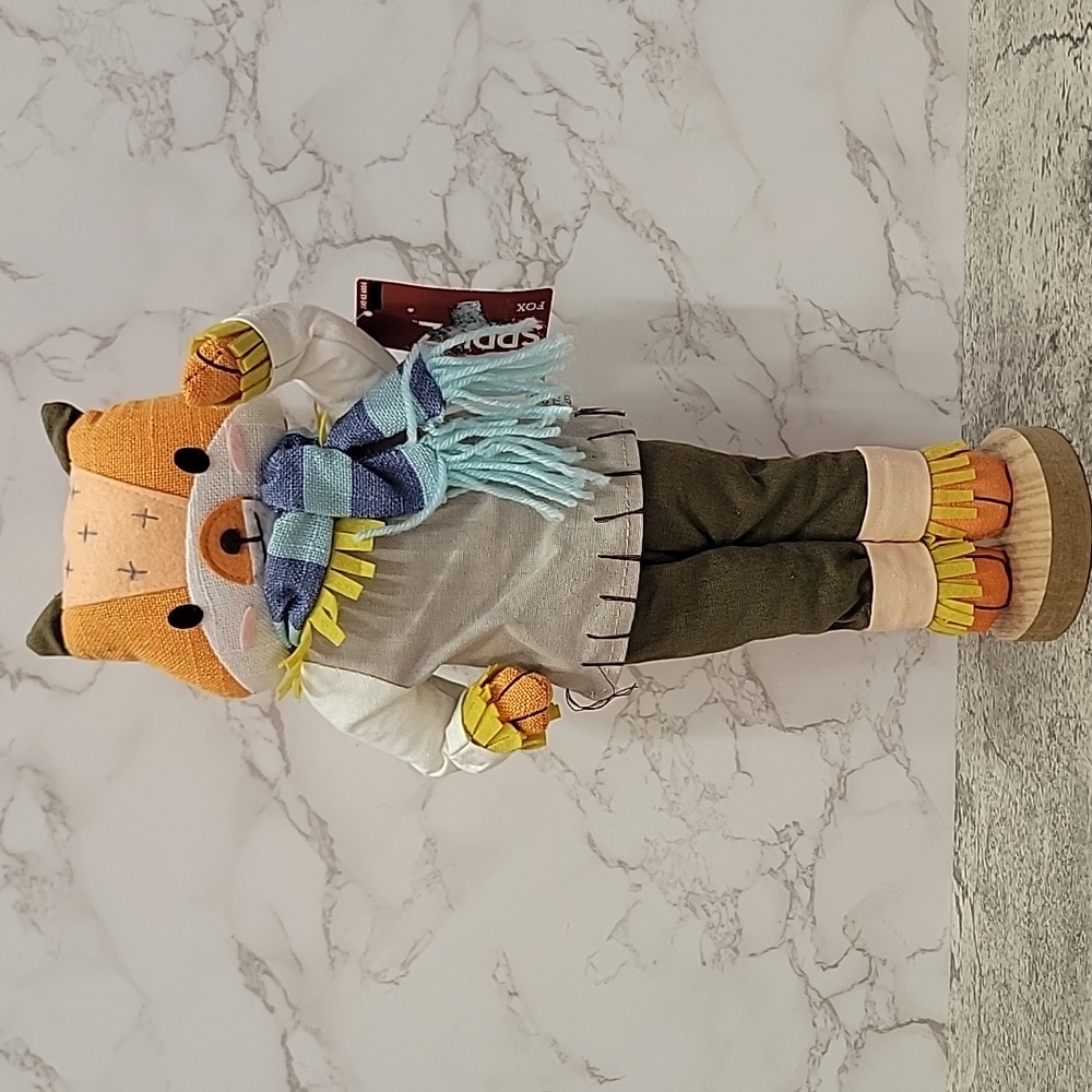 SPRITZ Harvest Scarecrow FOX 16 Inch DECORATIVE Animal Friend with Scarf